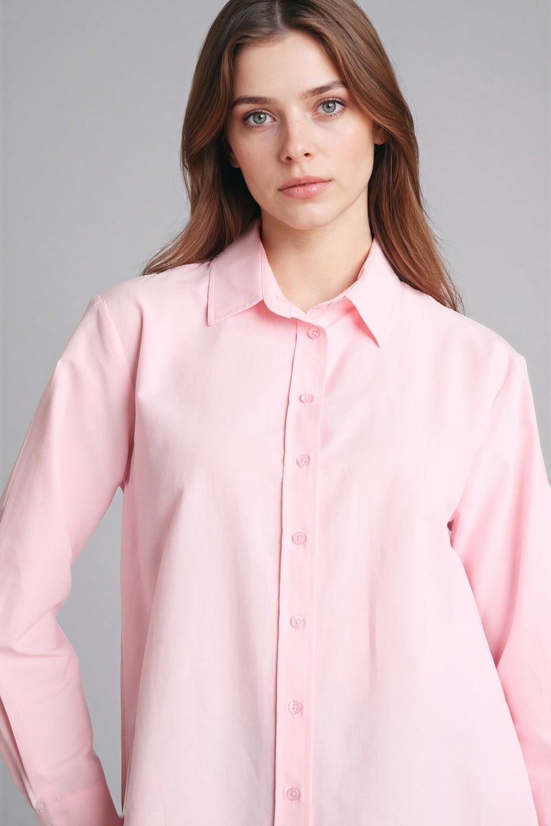 DeFacto Pink Woman Regular Fit Poplin Long Sleeve Tunic Casual - Image 1